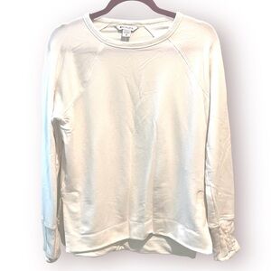 Athleta Crew Sweatshirt Cream White XS Soft Side Slits Thumb Holes Holsters